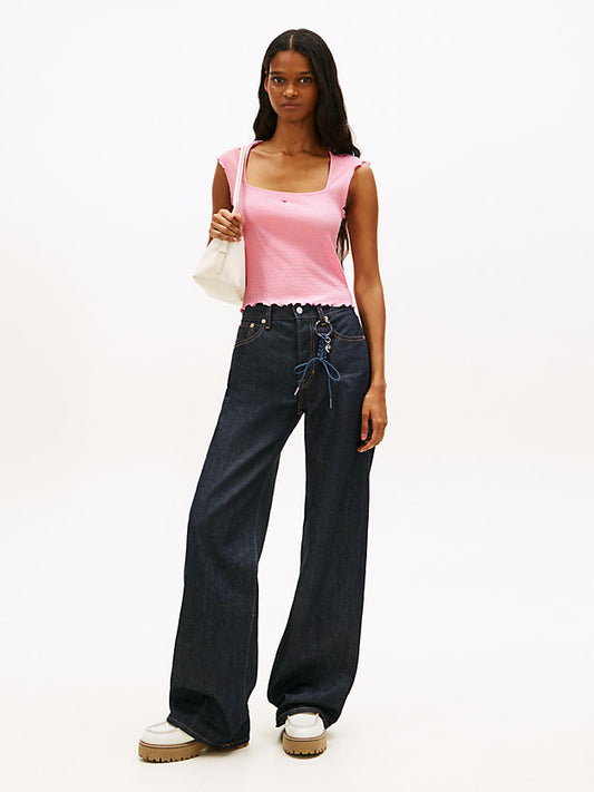 Smock Slim Seersucker Square Neck Top