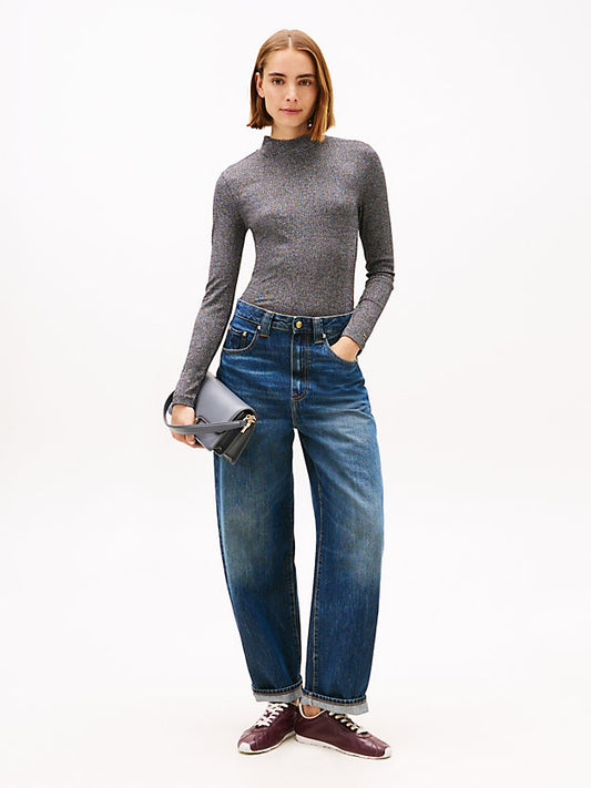 Festive Metallic Slim Long Sleeve Top