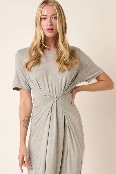 Mittoshop Rundhals-Kurzarmkleid mit Seitenschlitz