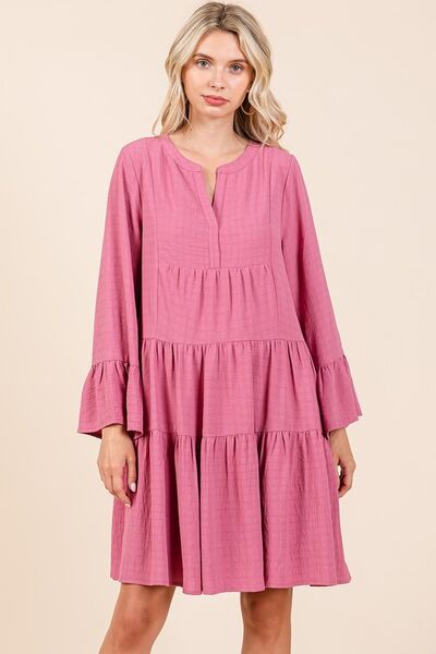 Robe Mittoshop échelonnée avec manches évasées à encoche