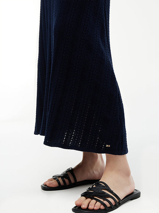 Cable Knit Fit And Flare Midi Dress