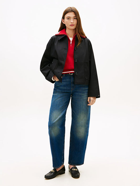 Water Repellent Collared Relaxed Short Jacket