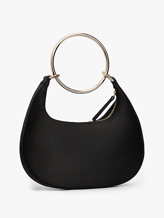 Satin Bracelet Handle Hobo Bag
