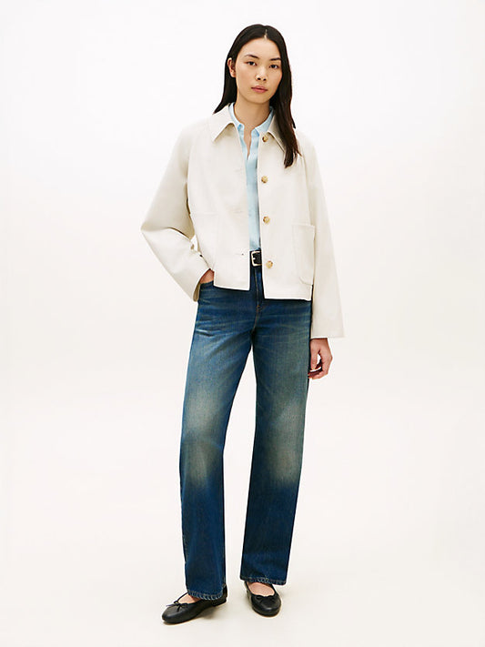 Water Repellent Collared Relaxed Short Jacket
