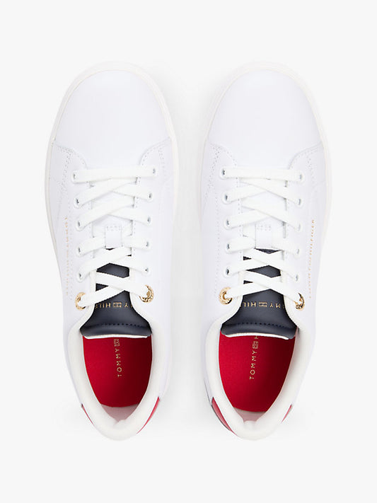 Leather Metallic Logo Cupsole Trainers
