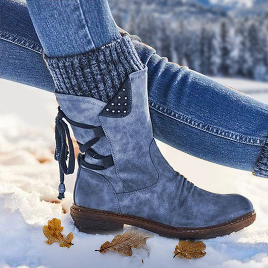 Damen Winter Warme Schnürstiefel