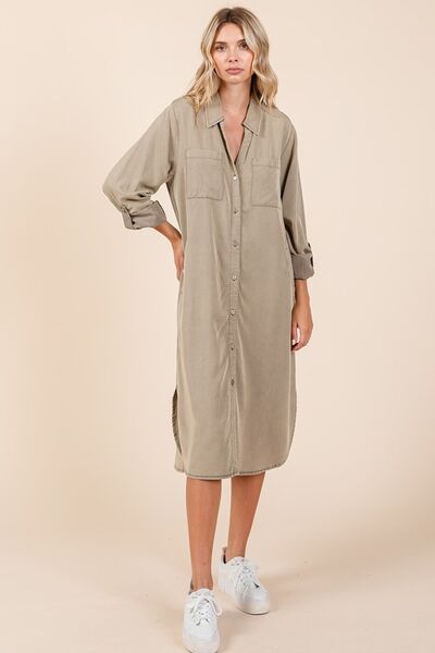 Robe chemise manches longues boutonnée Mittoshop