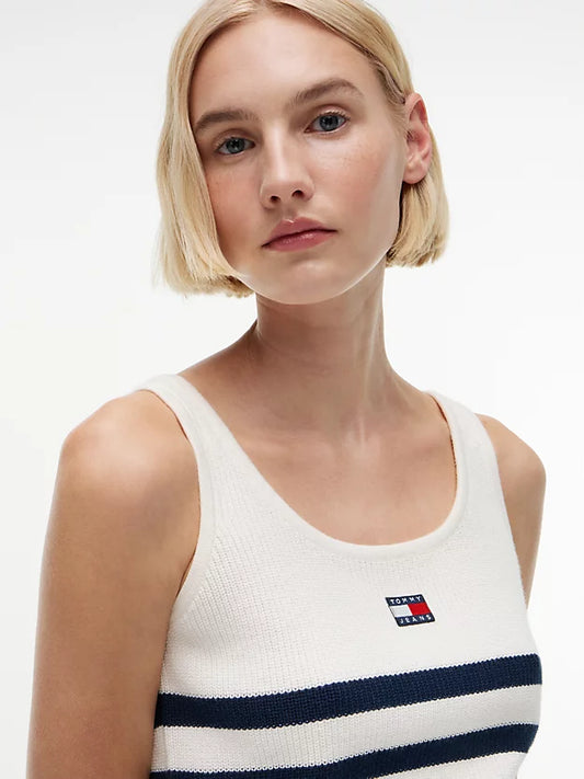 Badge Stripe Knit Tank Top