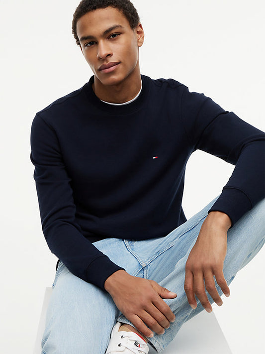 Flag Embroidery Terry Crew Neck Sweatshirt