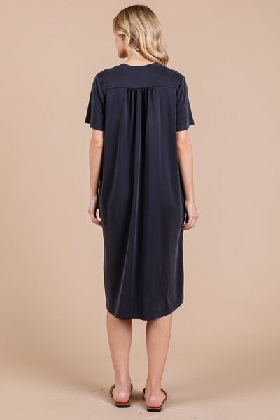 Robe midi à manches courtes et fentes latérales Ces Femme avec poches