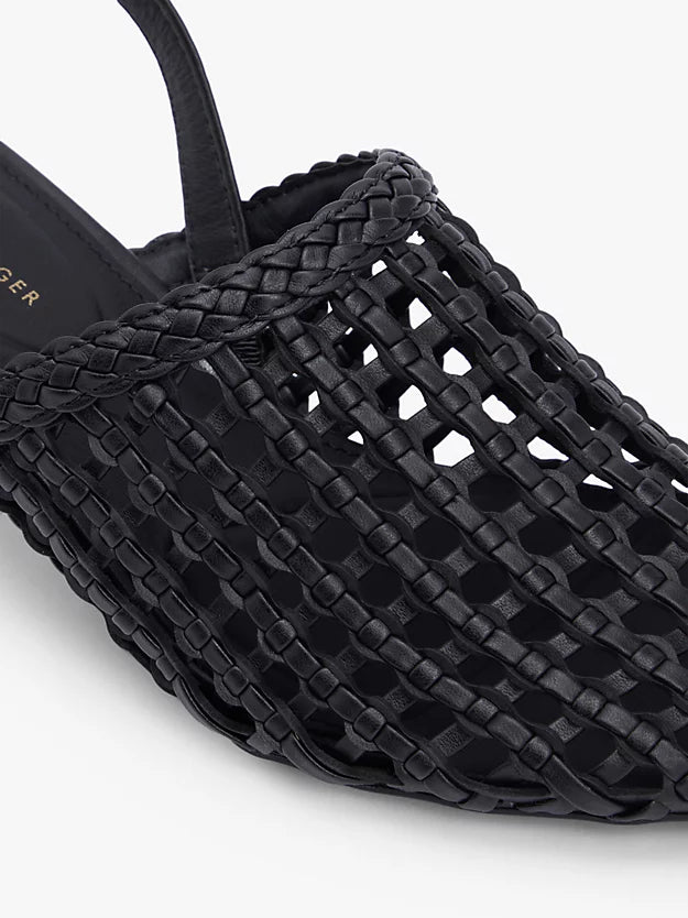 Woven Pointed Toe Slingback Heels