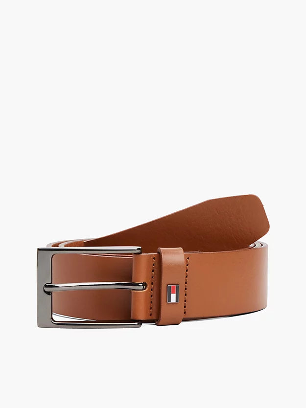 Enamel Flag Rectangular Buckle Leather Belt