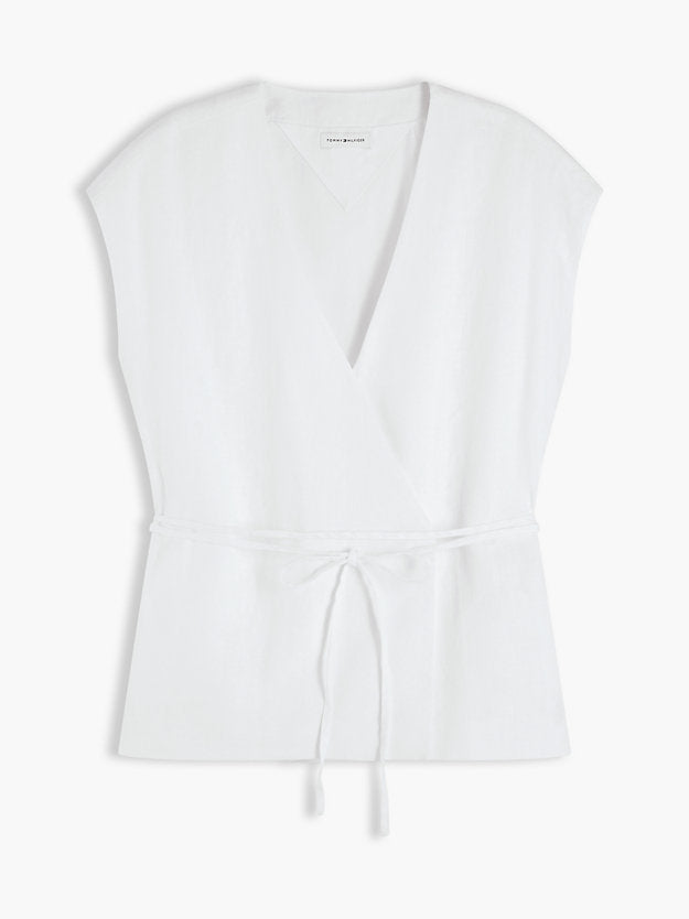 Linen Blend Tie Wrap Waistcoat