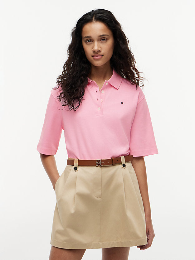 Relaxed Fit Interlock Knit Polo Shirt