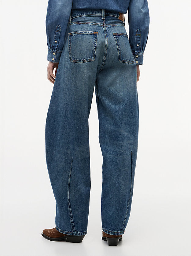 Twisted Seam Mid Rise Barrel Jeans