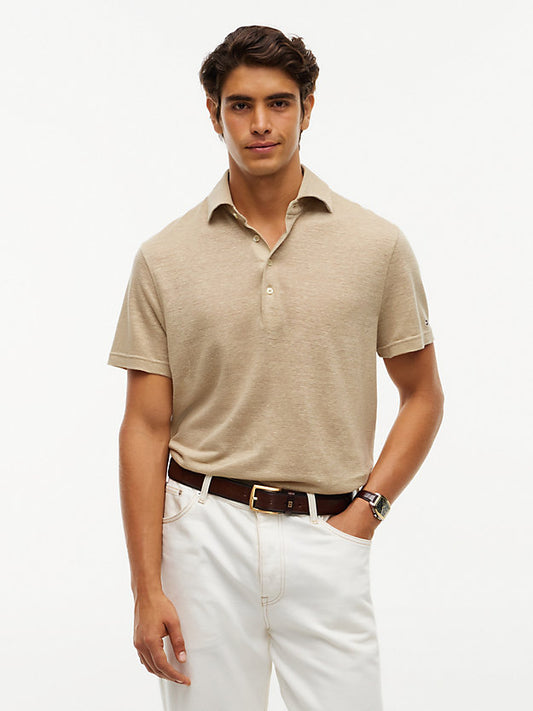 New York Label Regular Fit Linen Blend Polo Shirt