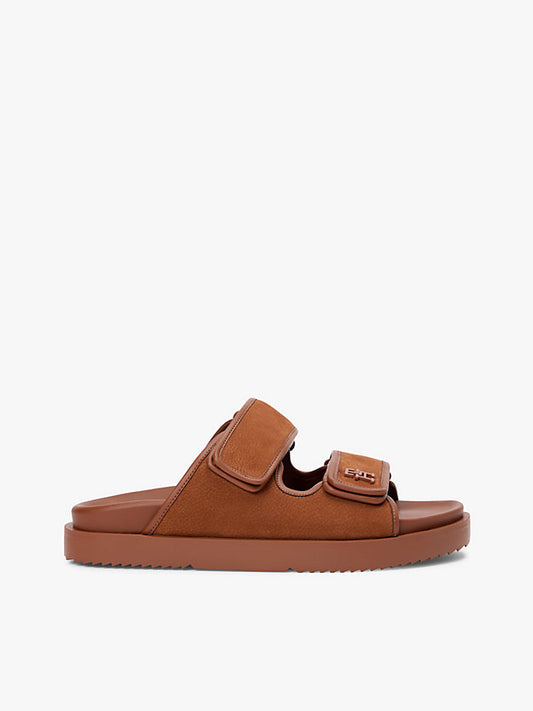 Leather Double Strap Serrated Sandals