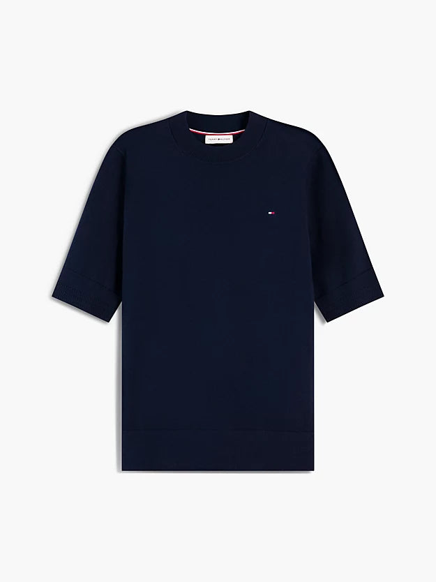 Fine Knit Jersey Short Sleeve Jumper