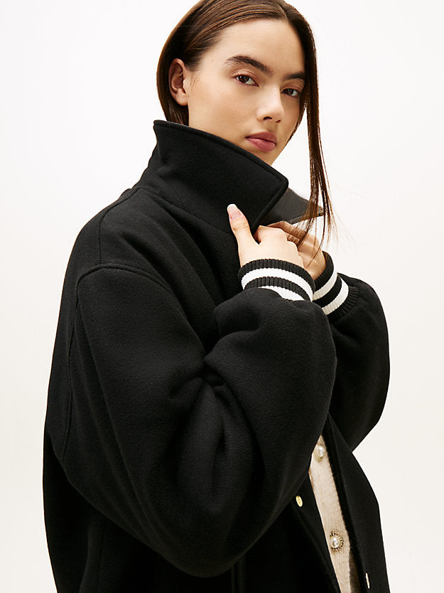 Girl Wool Blend Oversized Varsity Jacket