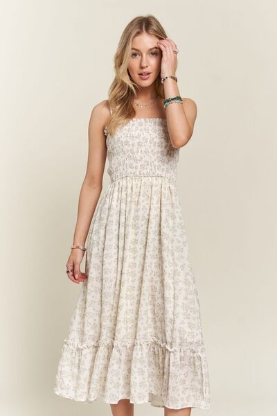 Robe Caraco ADORA à Volants et Ourlet Smockés Fleuris