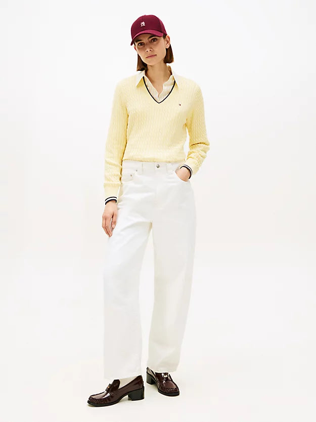 Cable Knit V-Neck Jumper