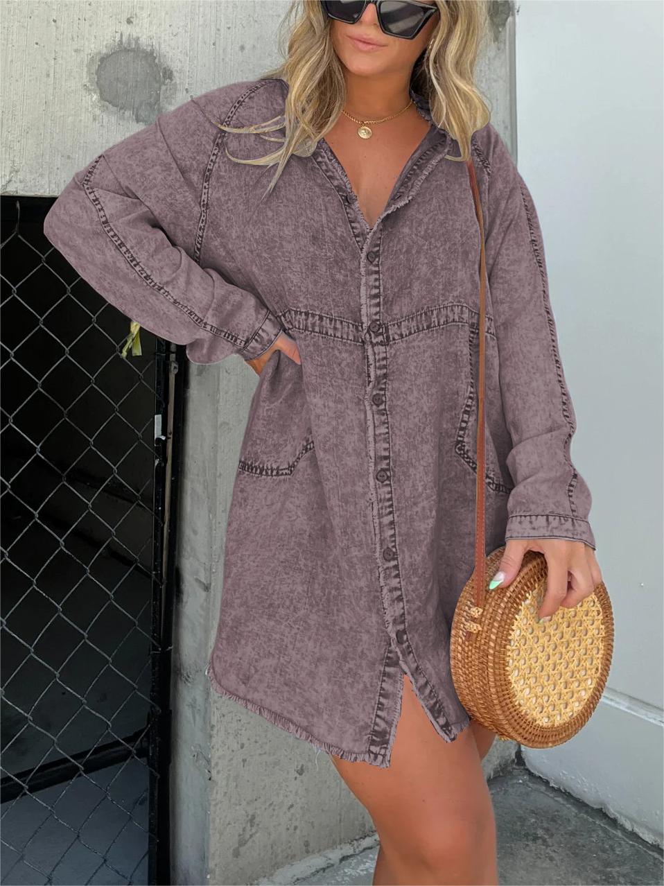 Nouvelle tunique en jean délavé pour femme (achetez-en 2, livraison gratuite)