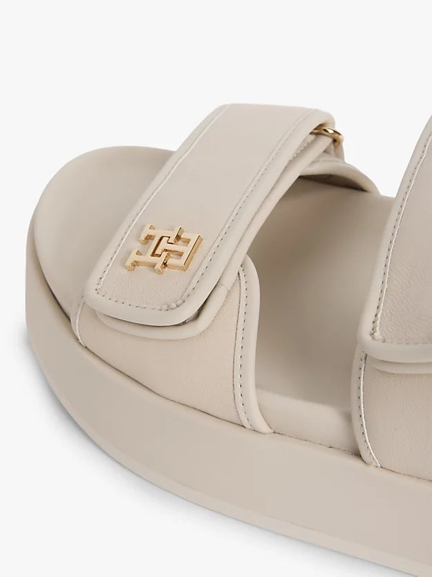 Leather Monogram Platform Sandals