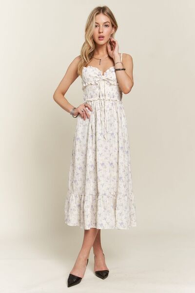 Robe Caraco Smockée à Col Coeur et Imprimé Floral ADORA