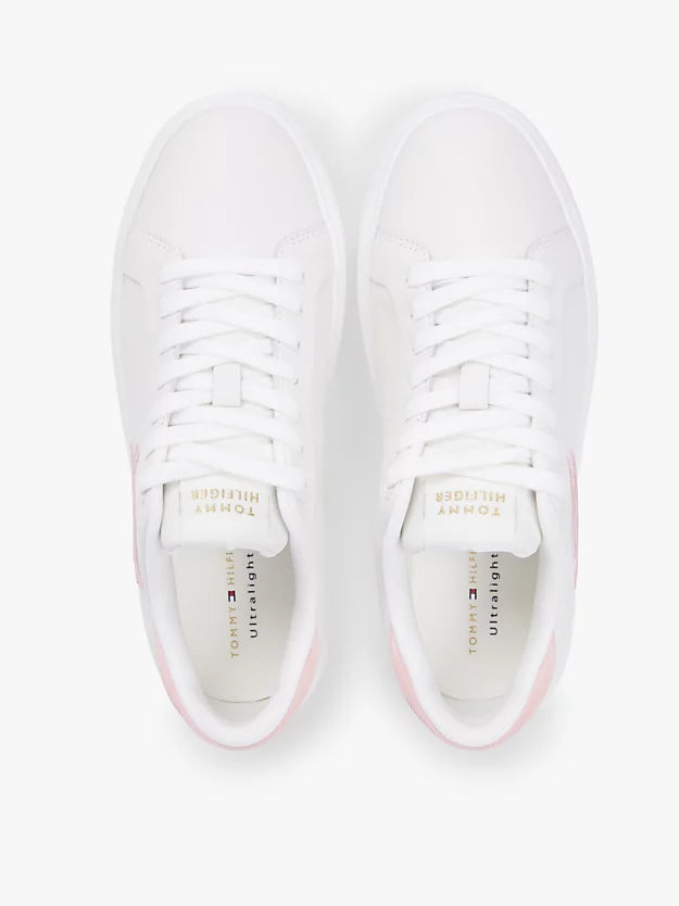 Leather Logo Embroidery Court Trainers
