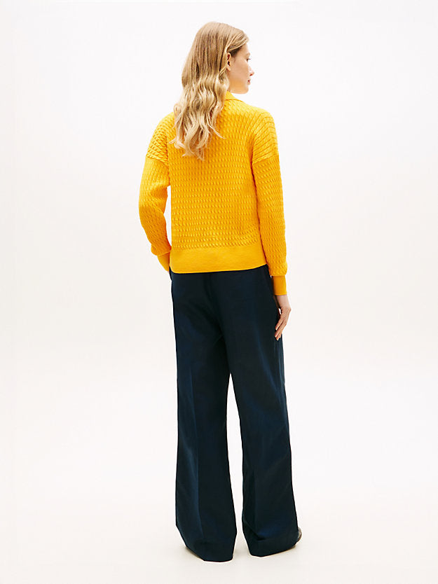 Cable Knit Relaxed Polo Jumper