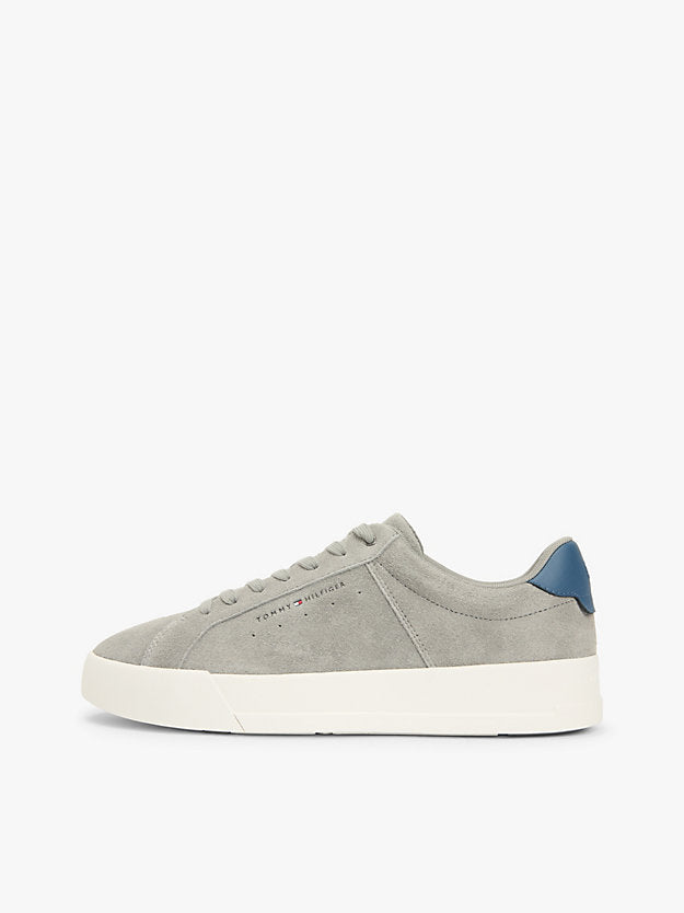 Contrast Heel Suede Court Trainers