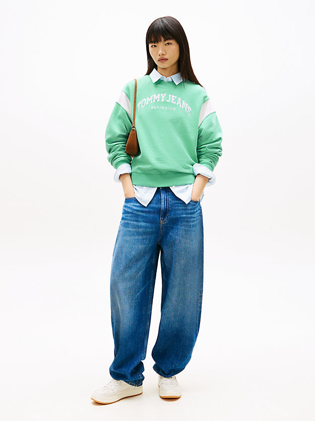 Contrast Logo Embroidery Boxy Sweatshirt