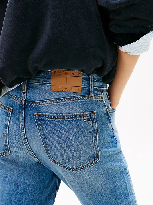 Whiskered Mid Rise Slim Jeans