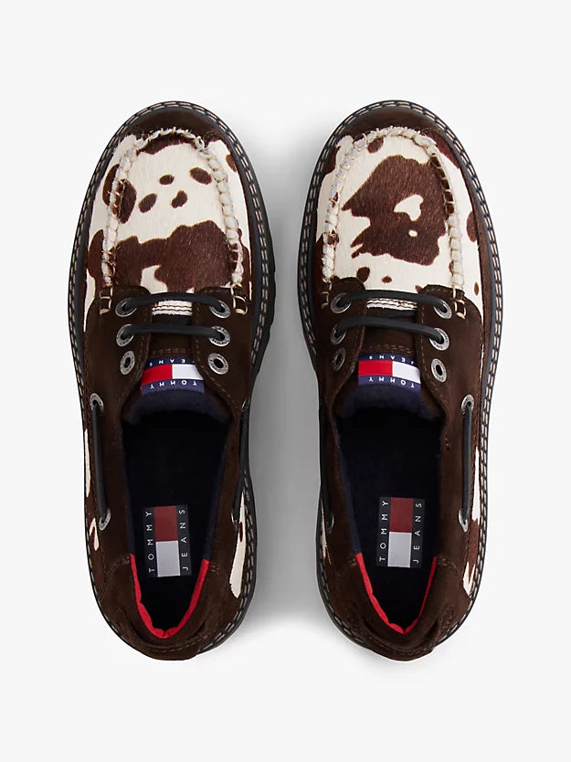 Archive Suede Cleat Cow Print Boat Shoes