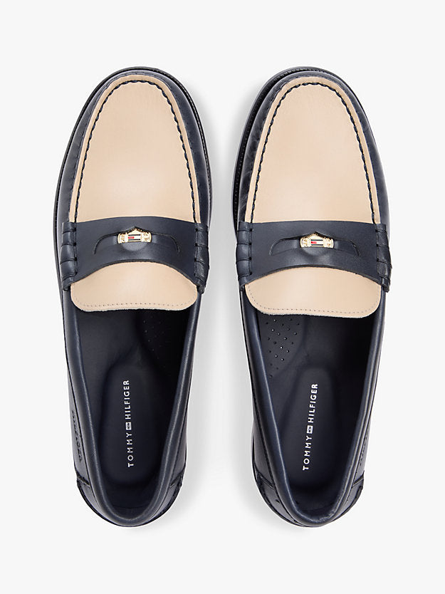 Leather Debossed Logo Loafers