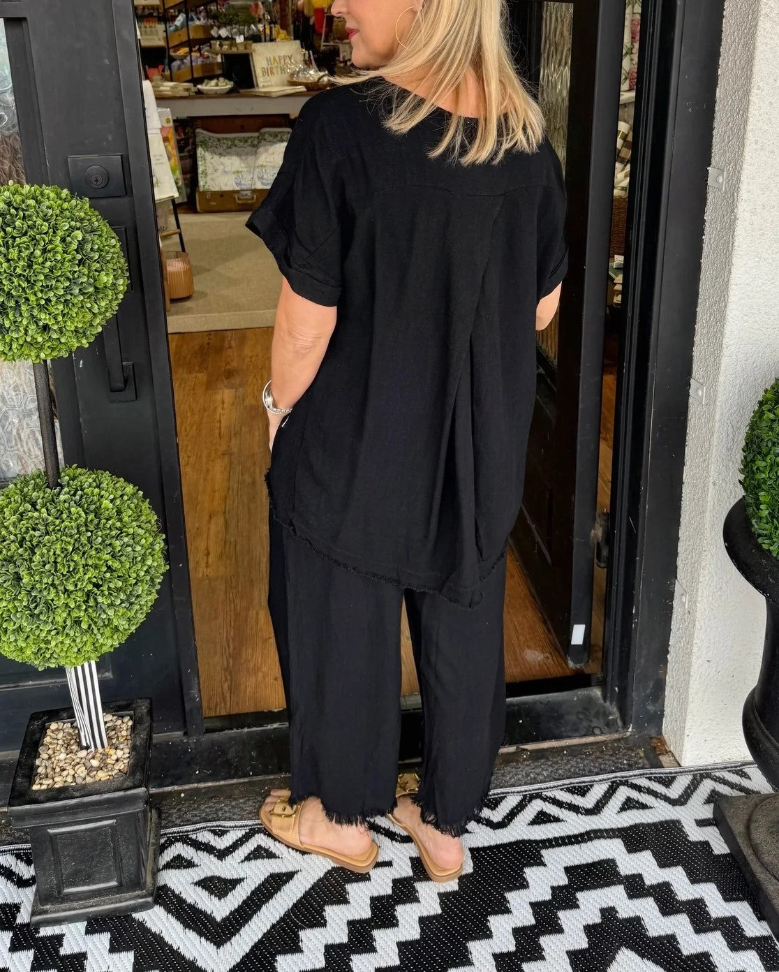 Lässiges Lounge-Set für Damen aus Baumwollleinen, unifarben (2 kaufen, kostenloser Versand)