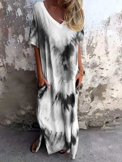 Tie-Dye-Kurzkleid mit Taschen in voller Größe