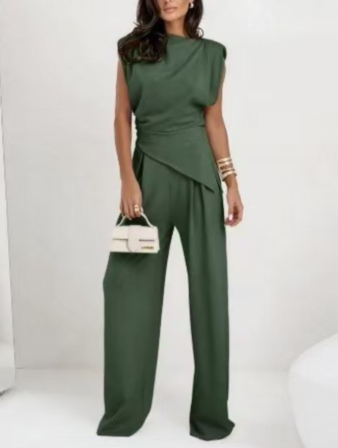 Ensemble haut irrégulier et pantalon large