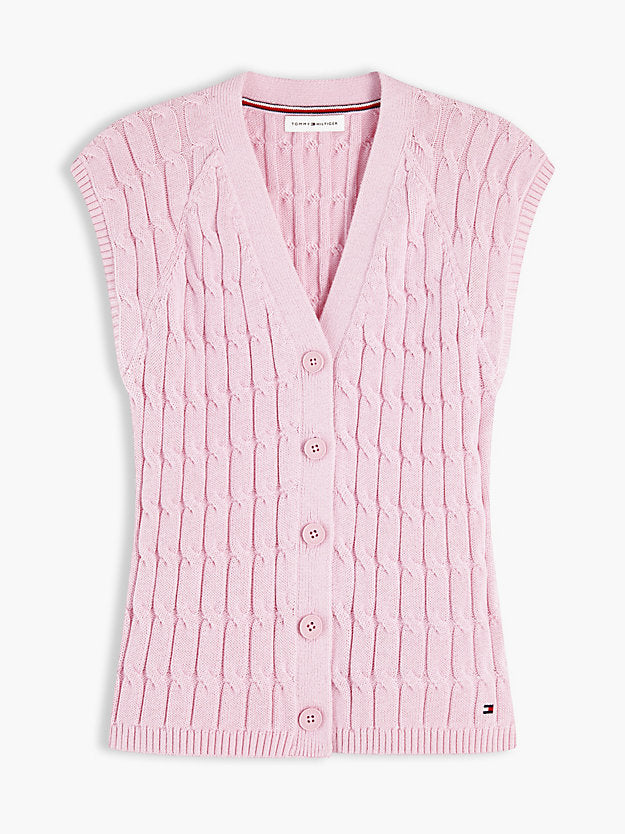 Cable Knit Slim Cap Sleeve Cardigan