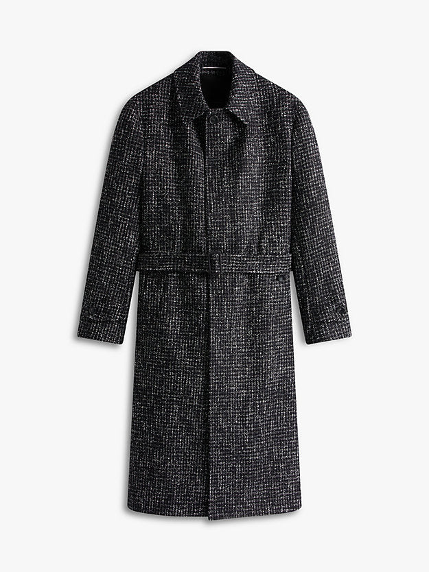 HoundstooWool Blend Belted Longline Coat