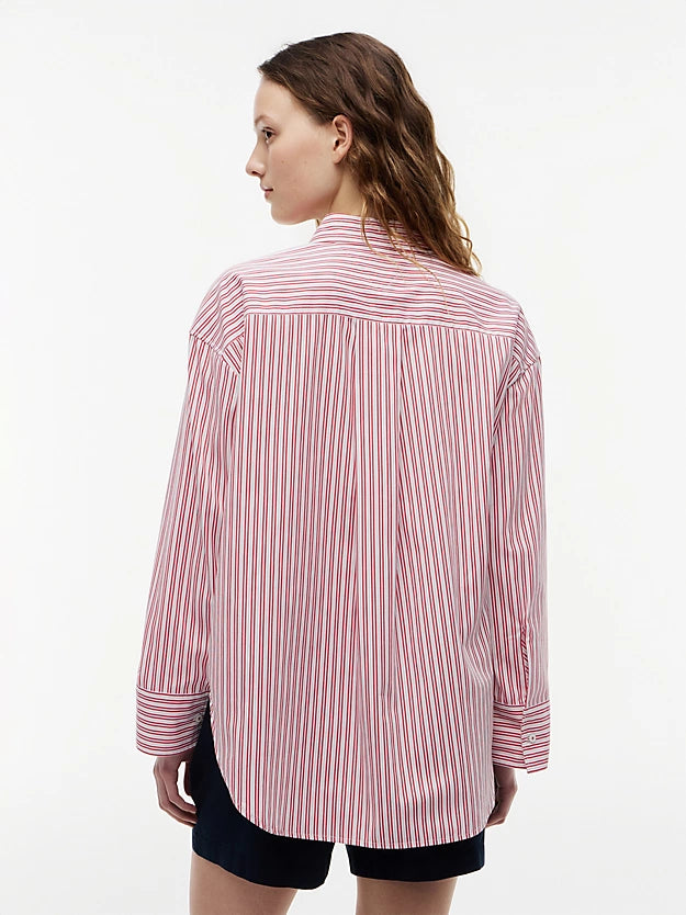 Oversized Fit Flag Embroidery Poplin Shirt