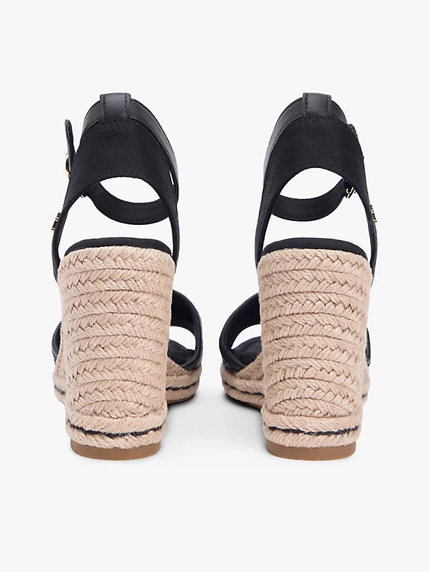 Raffia Strap High Wedge Espadrilles