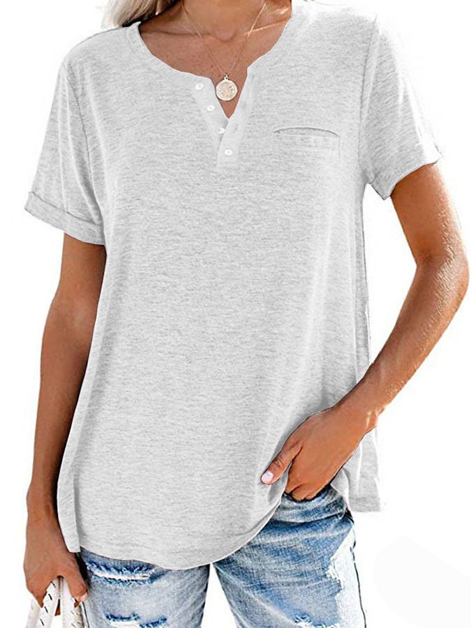 T-shirt uni à poche et manches courtes (3 pour la livraison gratuite)
