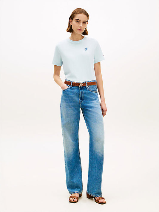 Logo Embroidery Jersey Crew Neck T-Shirt