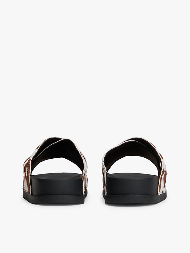 Cow Print Crossover Strap Lightweight Slides