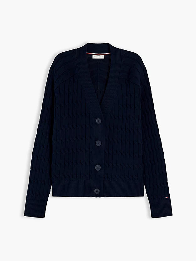 Cable Knit Oversized V-Neck Cardigan