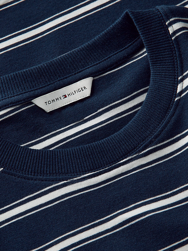 Stripe Drawstring Hem Long Sleeve T-Shirt