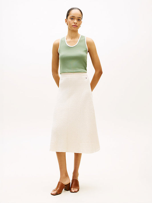 Cable Knit Relaxed A-Line Midi Skirt