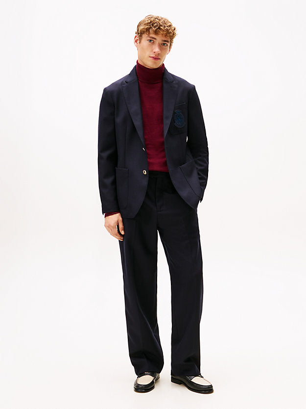 Crest Patch Regular Fit Wool Blazer