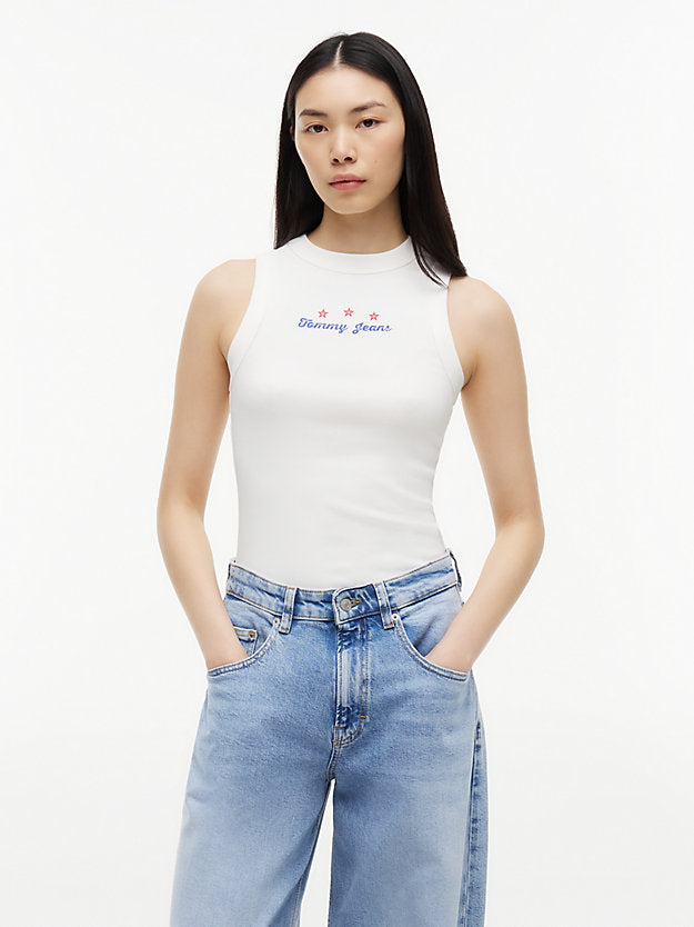Logo Ribbed Slim Tank Top